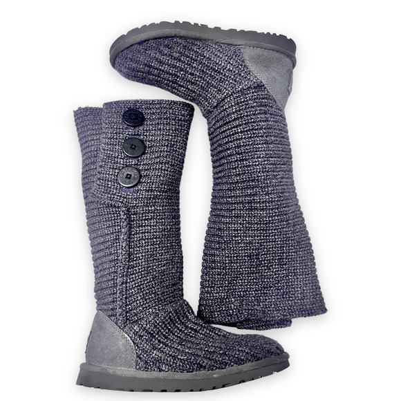 UGG Australia Classic 5819 Cardy Blue/Gray Knit Sweater Boots Sz 7 - Picture 2 of 11